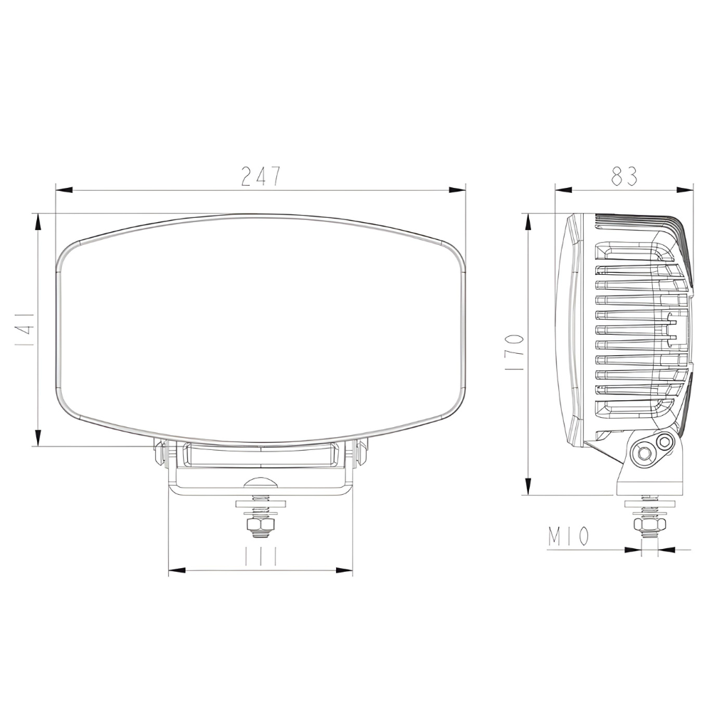 Van Master OVALUX+ Oval Driving Lamp With Amber or White Dynamic Position Light