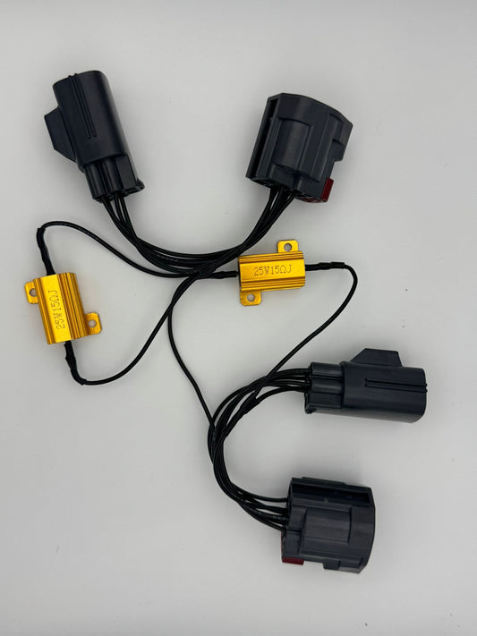 Car wiring harness with connectors on a white background