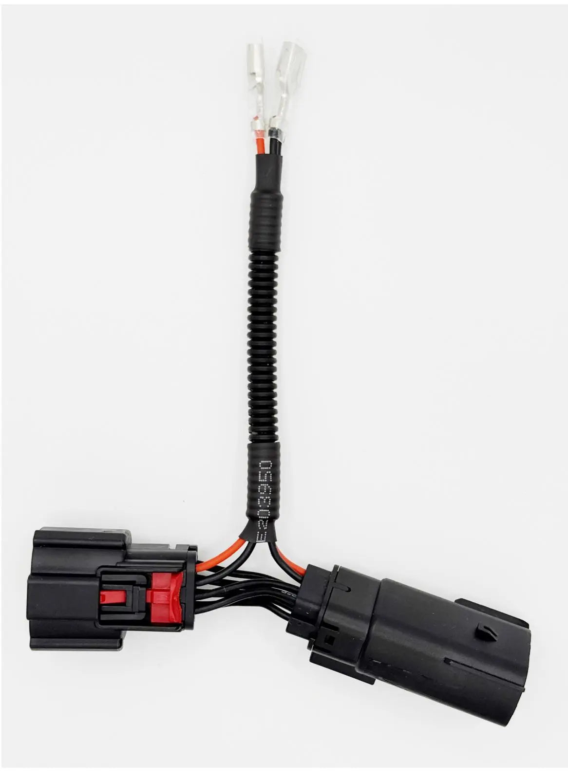 Car wiring harness with connectors on a white background