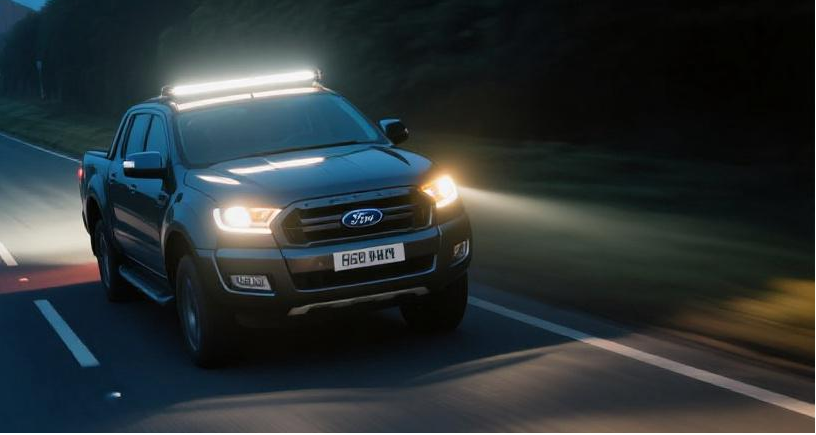 Car driving on a dark road with text 'Struggling with dim lights?'