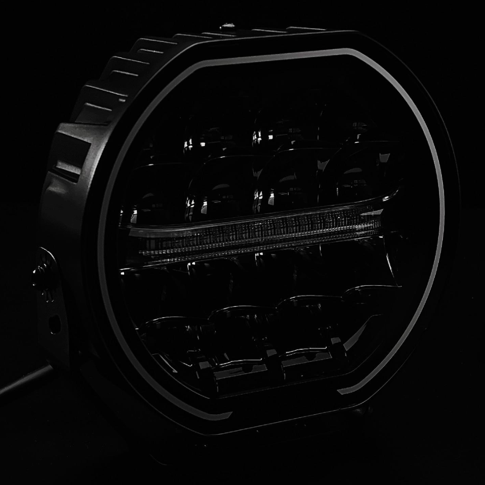 Van Master POWERLUX7+ 7800lm Round 7" Driving Lamp With A Dual Colour Dynamic Position Light and Strobe