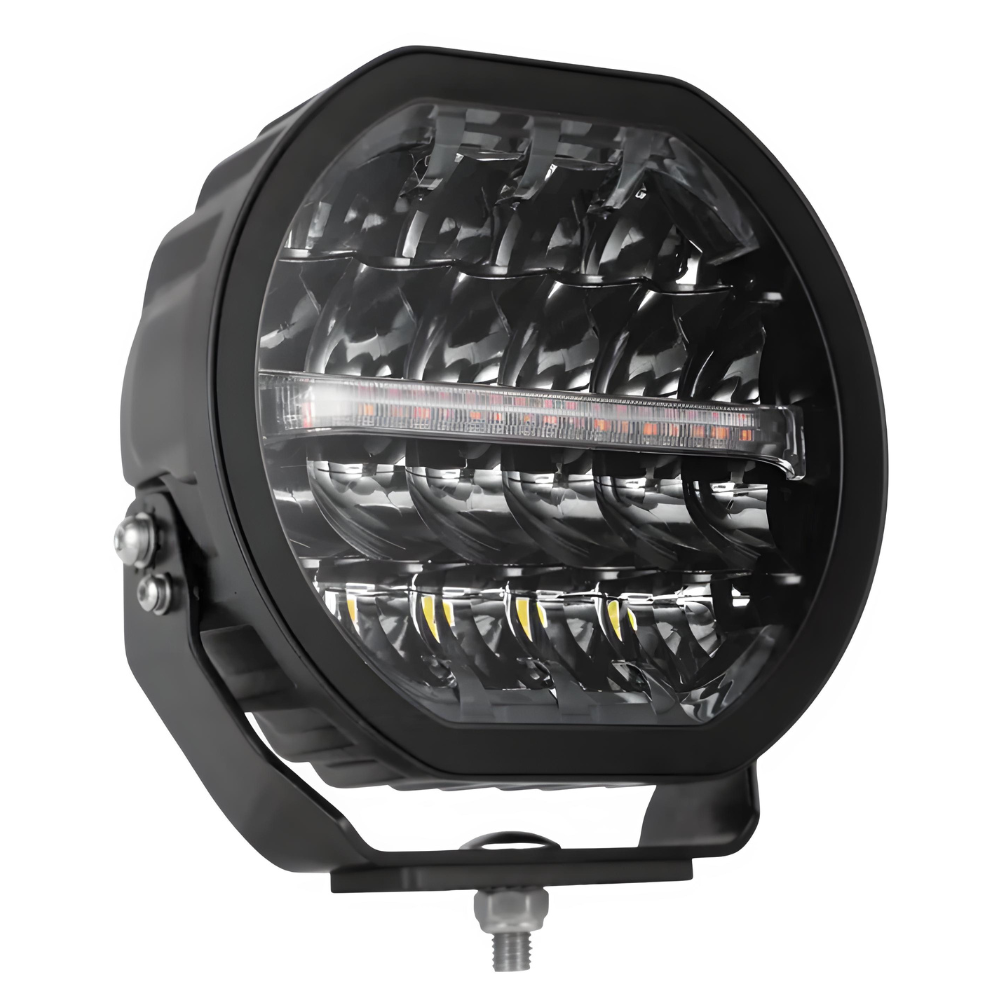 Van Master POWERLUX7+ 7800lm Round 7" Driving Lamp With A Dual Colour Dynamic Position Light and Strobe