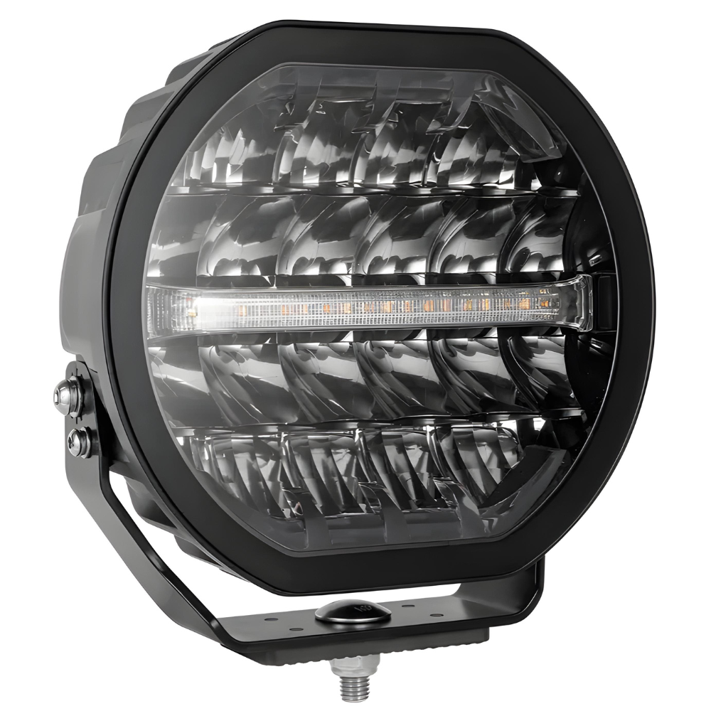 Van Master POWERLUX7+ 7800lm Round 7" Driving Lamp With A Dual Colour Dynamic Position Light and Strobe
